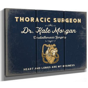 Personalized Thoracic Surgeon Sign, Heart and Lungs Are My Business, Navy & Brass, image 14