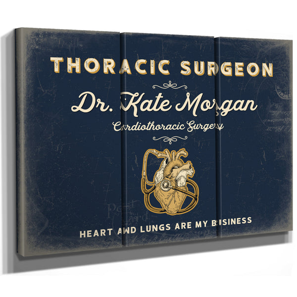 Personalized Thoracic Surgeon Sign, Heart and Lungs Are My Business, Navy & Brass, image 14
