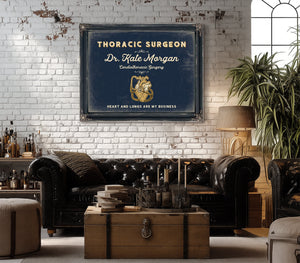Personalized Thoracic Surgeon Sign, Heart and Lungs Are My Business, Navy & Brass, image 18