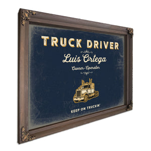 Personalized Truck Driver Sign, Keep On Truckin', Navy & Brass, image 7