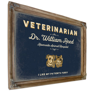 Personalized Veterinarian Sign, I Like My Patients Furry, Navy & Brass, image 6