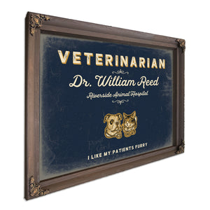 Personalized Veterinarian Sign, I Like My Patients Furry, Navy & Brass, image 7