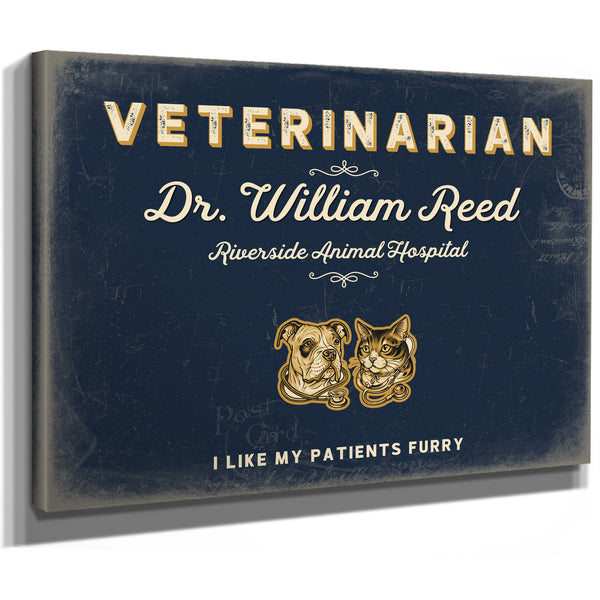 Personalized Veterinarian Sign, I Like My Patients Furry, Navy & Brass, image 8