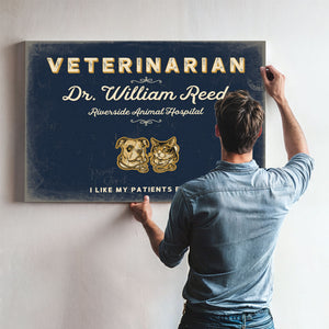 Personalized Veterinarian Sign, I Like My Patients Furry, Navy & Brass, image 9