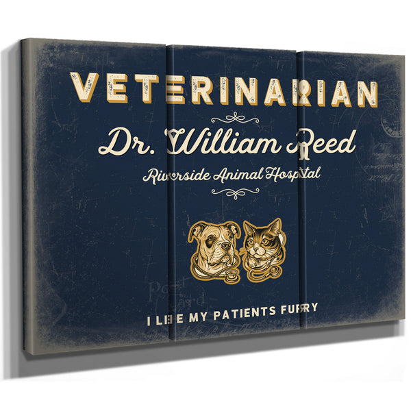 Personalized Veterinarian Sign, I Like My Patients Furry, Navy & Brass, image 14