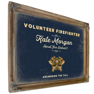Personalized Volunteer Firefighter Sign, Answering the Call, Navy & Brass, image 6