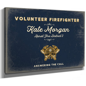 Personalized Volunteer Firefighter Sign, Answering the Call, Navy & Brass, image 8