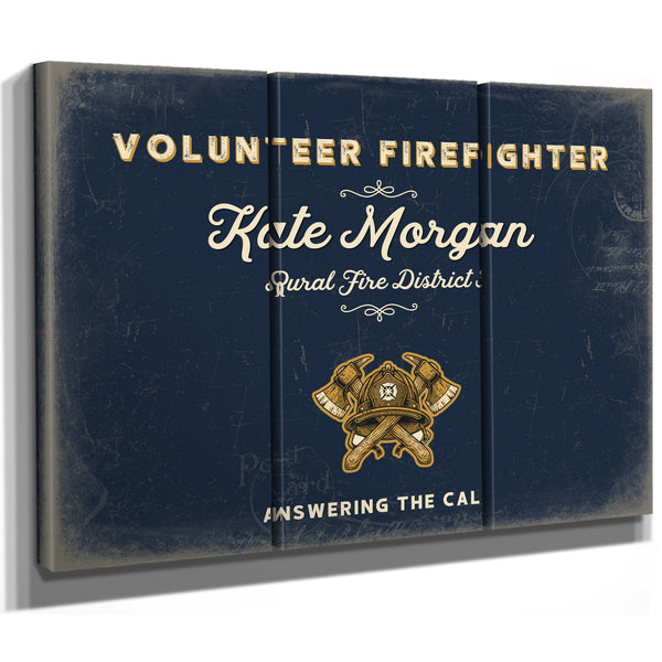 Personalized Volunteer Firefighter Sign, Answering the Call, Navy & Brass, image 14