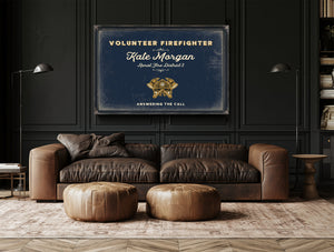 Personalized Volunteer Firefighter Sign, Answering the Call, Navy & Brass, image 17