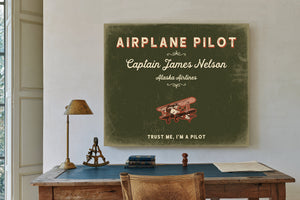 Personalized Airplane Pilot Sign, Trust Me, I'm a Pilot, Olive & Brick, image 2
