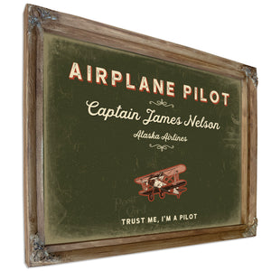 Personalized Airplane Pilot Sign, Trust Me, I'm a Pilot, Olive & Brick, image 6