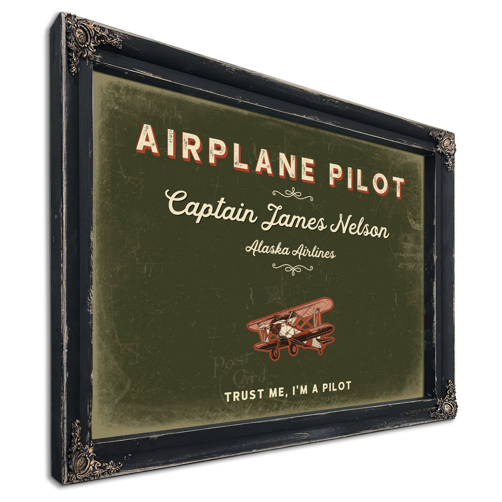Personalized Airplane Pilot Sign, Trust Me, I'm a Pilot, Olive & Brick, image 1