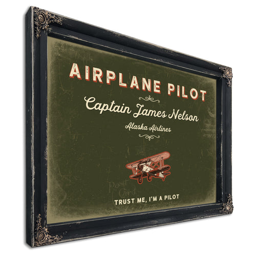 Personalized Airplane Pilot Sign, Trust Me, I'm a Pilot, Olive & Brick, image 1