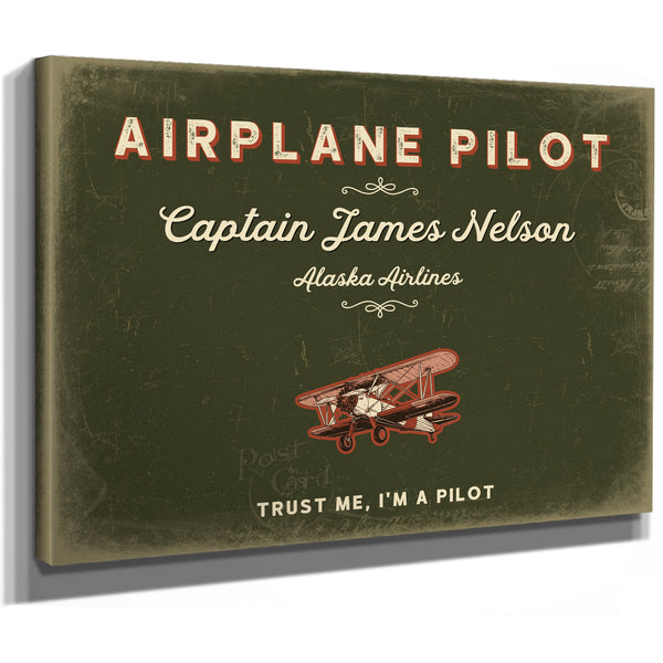 Personalized Airplane Pilot Sign, Trust Me, I'm a Pilot, Olive & Brick, image 8