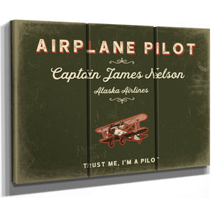 Personalized Airplane Pilot Sign, Trust Me, I'm a Pilot, Olive & Brick, image 14