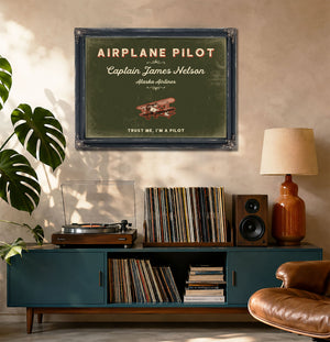 Personalized Airplane Pilot Sign, Trust Me, I'm a Pilot, Olive & Brick, image 20
