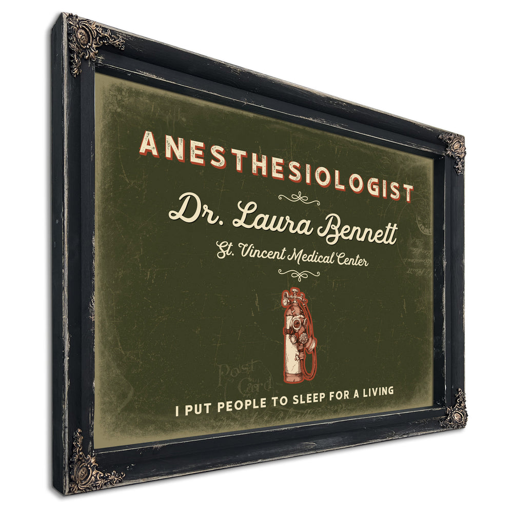 Personalized Anesthesiologist Sign, I Put People to Sleep for a Living, Olive & Brick, image 1