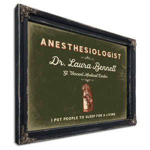 Personalized Anesthesiologist Sign, I Put People to Sleep for a Living, Olive & Brick, image 1