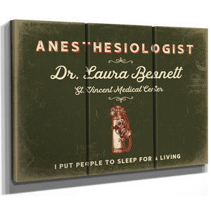 Personalized Anesthesiologist Sign, I Put People to Sleep for a Living, Olive & Brick, image 14