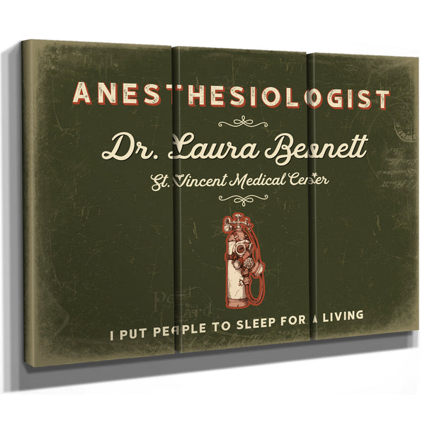 Personalized Anesthesiologist Sign, I Put People to Sleep for a Living, Olive & Brick, image 14