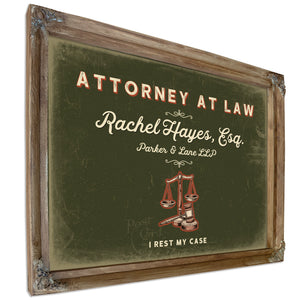 Personalized Attorney at Law Sign, I Rest My Case, Olive & Brick, image 6