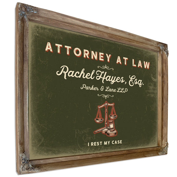 Personalized Attorney at Law Sign, I Rest My Case, Olive & Brick, image 6