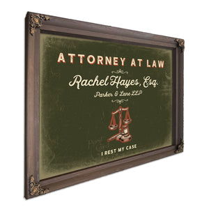Personalized Attorney at Law Sign, I Rest My Case, Olive & Brick, image 7