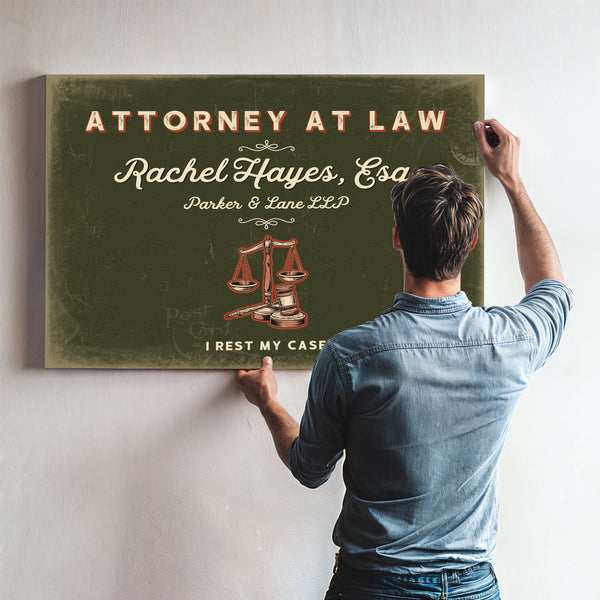 Personalized Attorney at Law Sign, I Rest My Case, Olive & Brick, image 9
