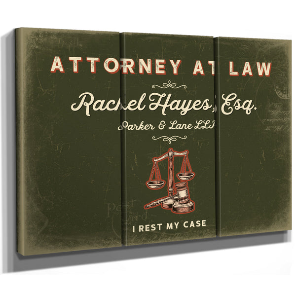 Personalized Attorney at Law Sign, I Rest My Case, Olive & Brick, image 14