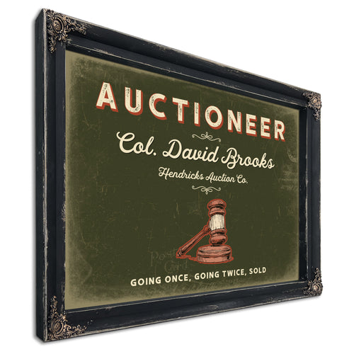 Personalized Auctioneer Sign, Going Once, Going Twice, Sold, Olive & Brick, image 1