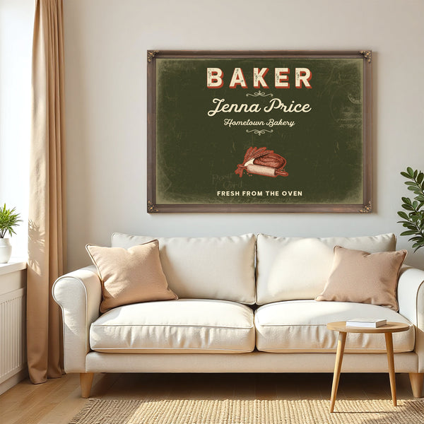 Personalized Baker Sign, Fresh From the Oven, Olive & Brick, image 5