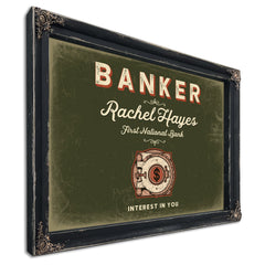 Personalized Banker Sign, Interest in You, Olive & Brick, image 1