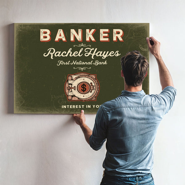Personalized Banker Sign, Interest in You, Olive & Brick, image 9