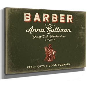 Personalized Barber Sign, Fresh Cuts & Good Company, Olive & Brick, image 8