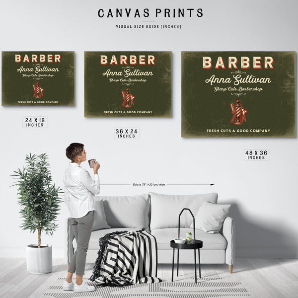 Personalized Barber Sign, Fresh Cuts & Good Company, Olive & Brick, image 10
