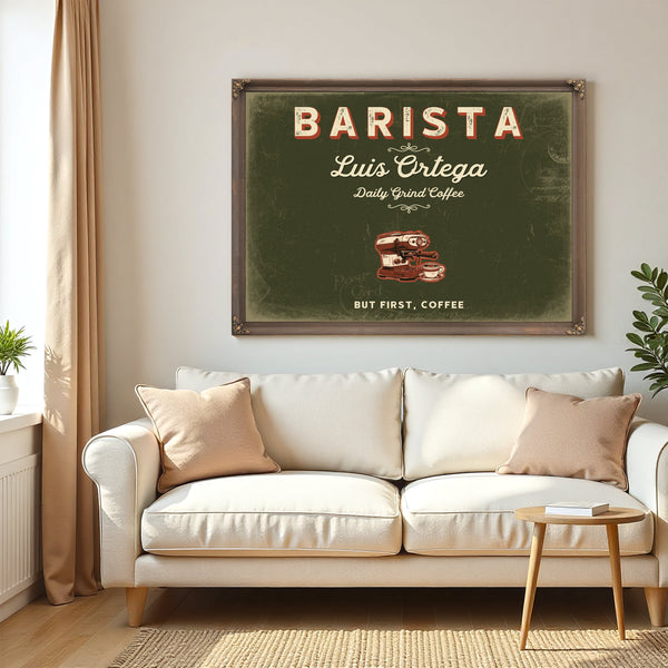 Personalized Barista Sign, But First, Coffee, Olive & Brick, image 5