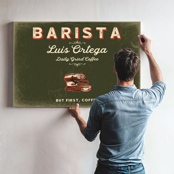 Personalized Barista Sign, But First, Coffee, Olive & Brick, image 9