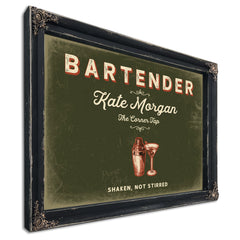 Personalized Bartender Sign, Shaken, Not Stirred, Olive & Brick, image 1