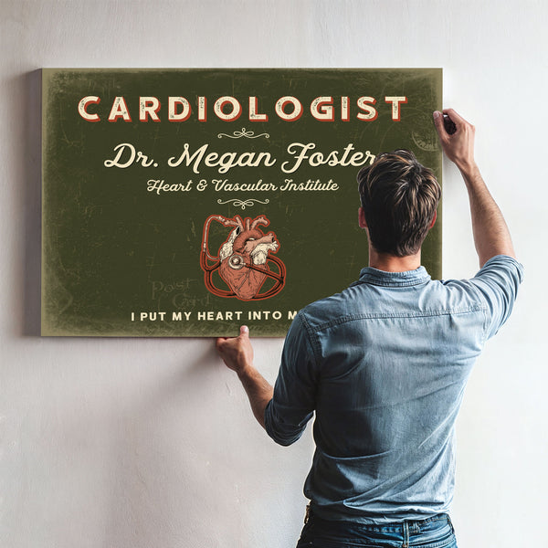 Personalized Cardiologist Sign, I Put My Heart Into My Work, Olive & Brick, image 9