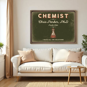 Personalized Chemist Sign, I Have All the Solutions, Olive & Brick, image 5