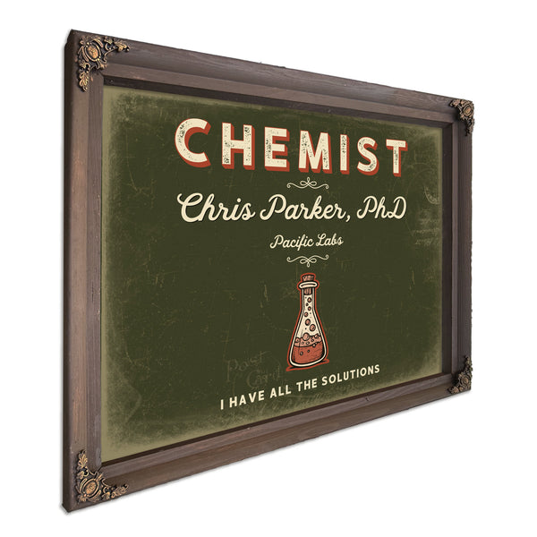 Personalized Chemist Sign, I Have All the Solutions, Olive & Brick, image 7