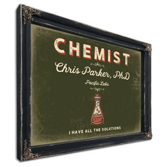 Personalized Chemist Sign, I Have All the Solutions, Olive & Brick, image 1