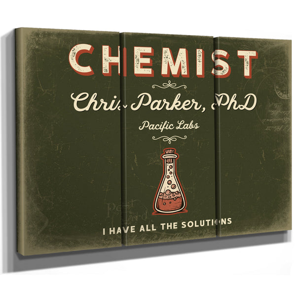 Personalized Chemist Sign, I Have All the Solutions, Olive & Brick, image 14