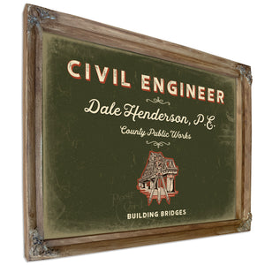 Personalized Civil Engineer Sign, Building Bridges, Olive & Brick, image 6