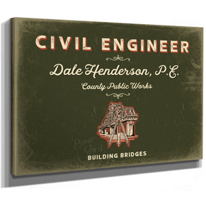 Personalized Civil Engineer Sign, Building Bridges, Olive & Brick, image 8