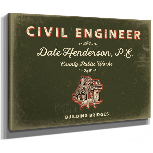 Personalized Civil Engineer Sign, Building Bridges, Olive & Brick, image 8