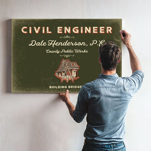 Personalized Civil Engineer Sign, Building Bridges, Olive & Brick, image 9