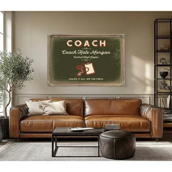Personalized Coach Sign, Leave It All on the Field, Olive & Brick, image 3