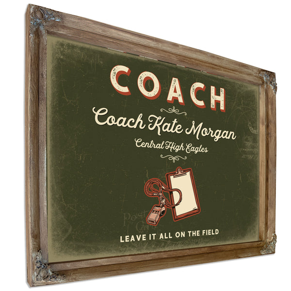 Personalized Coach Sign, Leave It All on the Field, Olive & Brick, image 6