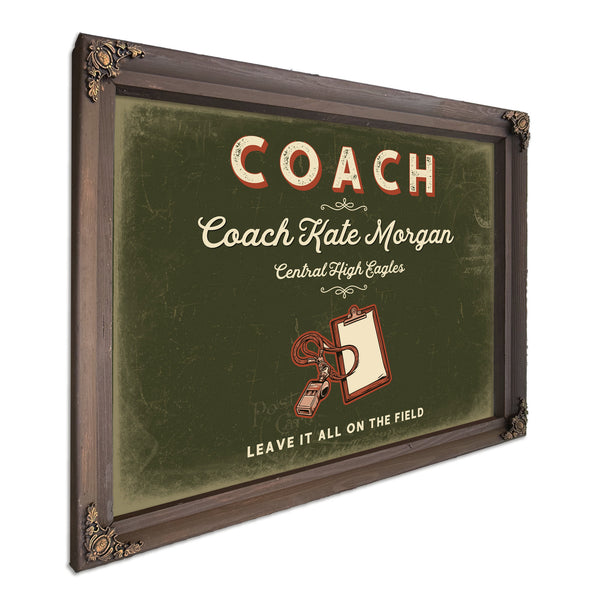 Personalized Coach Sign, Leave It All on the Field, Olive & Brick, image 7